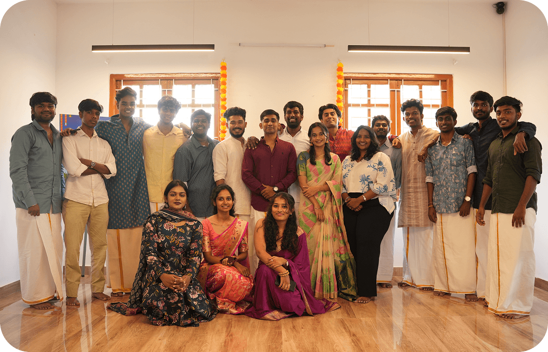 Team in traditional wear
