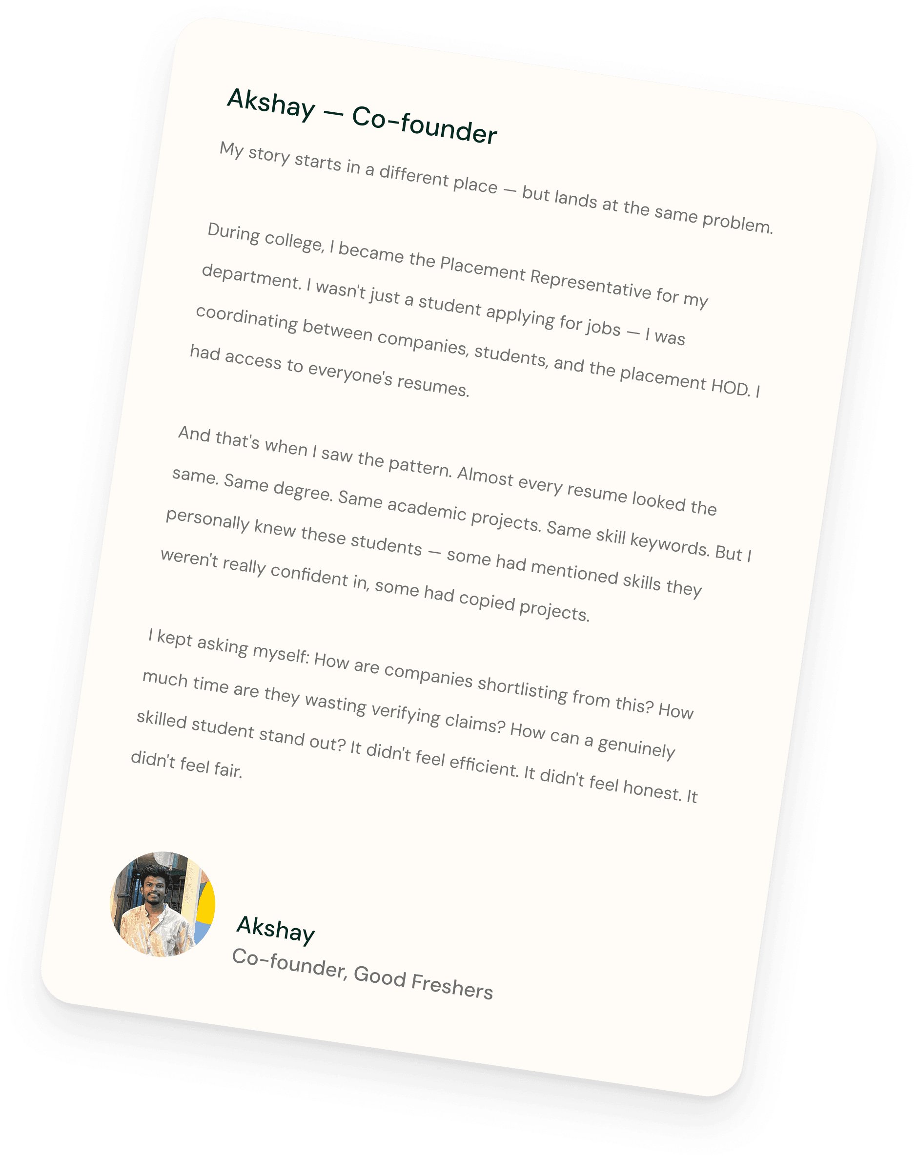 Akshay - Co-founder Letter